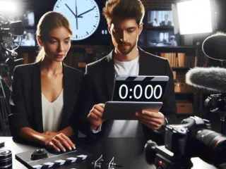 Alt text: "Step-by-step guide to cutting a professional promo video in 30 minutes, featuring a filmmaker editing footage on a laptop with video editing software."