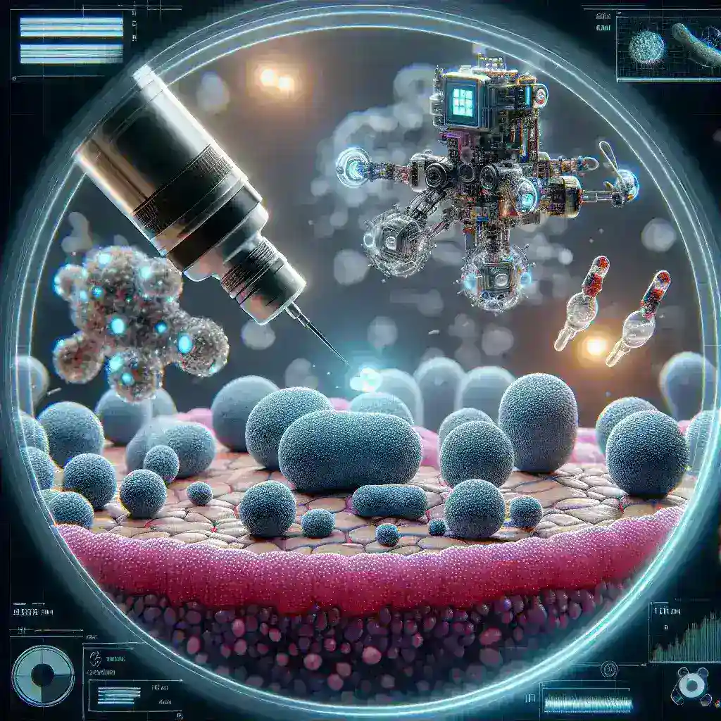 "AI-powered nanobots delivering insulin directly to pancreatic cells for enhanced diabetes treatment and management."